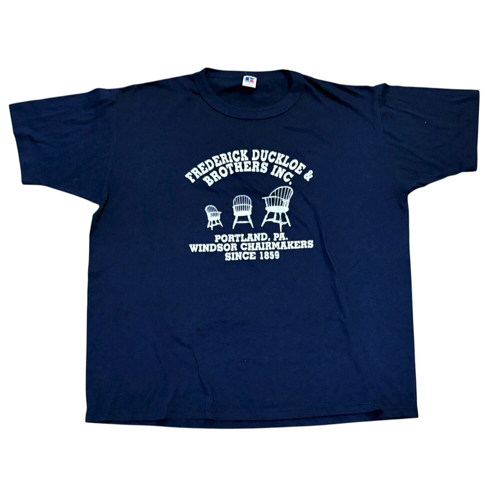 VTG Windsor Chair Men’s 2XL Blue T Shirt Frederick Duckloe & Brothers Industrial